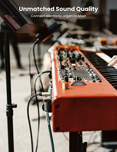 UGREEN Câble Stéréo 6.35mm vers 6.35mm Mono Mâle Mâle Câble TRS Jack 6.35 en Nylon Tressé Compatible avec Guitare Ampli Piano Électrique Basse Table de Mixage Enceinte Home Studio Clavier 1M - Image 5