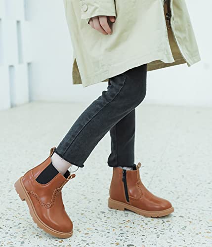 Kkdom Boys Girls Waterproof Outdoor Side Zipper Comfort Chelsea Ankle Boots(Toddler/Little Kid/Big Kid) Leather Brown Us Size 9 M Toddler #TOP1