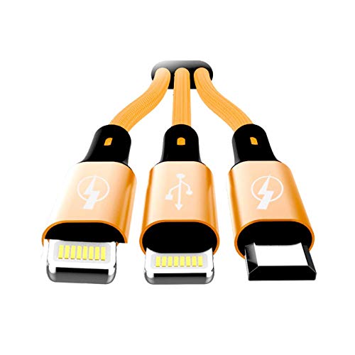 Image of SOOPII Premium 3-in-1 Multi Charging Cable, Nylon Braided Universal Cord with Micro USB, and 2 Lightning Connectors for Cell Phones | Fast Charging & High-Speed Data Transfer