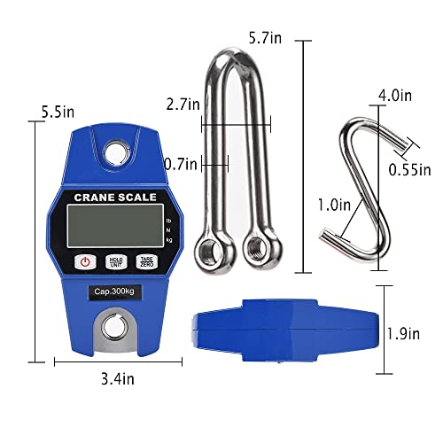 Digital Crane Scale 300Kg/660Lb Portable Mini Handheld Electronic Scale Fishing Scale, Hunting, Travel Luggage Weight, Farm Weighing, Father's Gift, Industrial Crane Scale (Navy Blue) #TOP6