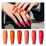 GAOY Coral Orange Gel Nail Polish, Pink Red Neon Gel Polish Kit for Salon Manicure and Nail Art DIY at Home, Gift for Women