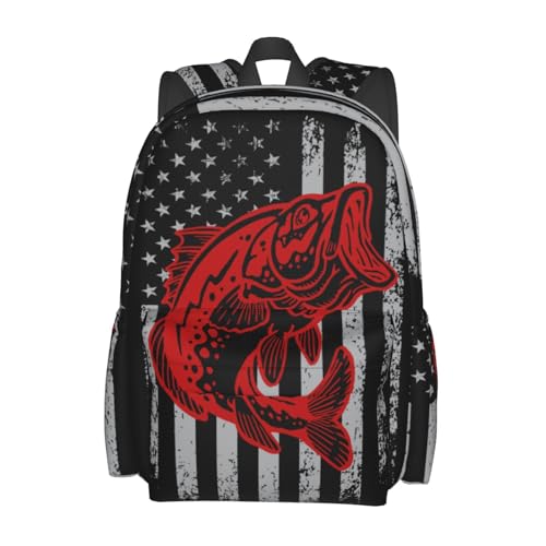Droerfes Fish Flag Backpack School Bag Lightweight Bookbag Laptop Travel Daypack For Kids Girls Boys Teens