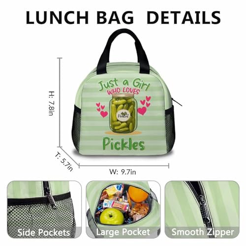 Kids Backpack with Lunch Box and Pencil Case Set, Pickle 3 in 1 Matching Girls Age 6-8 Backpacks Combo, Cute School Bookbag and Pencil Case Bundle3