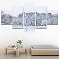 SIGNWIN 5 Panel Canvas Wall Art Modern Art Forest Multicolor Photography Relax/Calm Romantics Scenic for Home Decorations Ready to Hang - 60