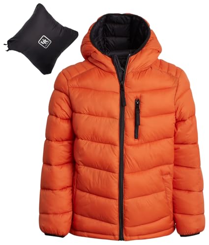 URBAN REPUBLIC Boys Puffer Jacket - Packable Warm Insulated Hooded Boys Winter Coat with Pockets (Sizes 4-20)