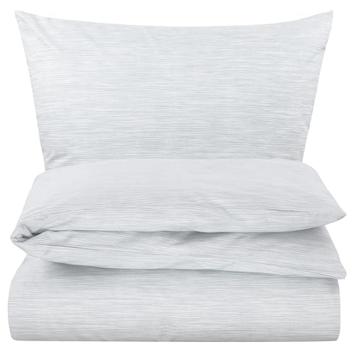 Carpe Sonno® Baumwoll Bettwäsche 135x200 | Unifarbene Bettwäsche Hellgrau Melange | Renforce Bettbezug 135 x 200 | Duvet Cover 135x200 |...