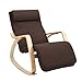 SONGMICS Fauteuil à Bascule, Fauteuil berçant avec Repose-Pieds réglable, Idéal pour Salon, Bureau, Montage Facile, Charge Max 150 kg, Brun LYY10ZV1