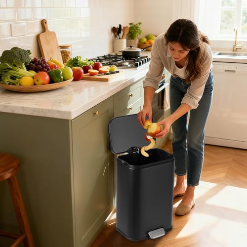 Caneca de basura rectangular 20L acero inoxidable negro miniatura 6
