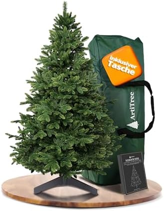 ArtiTree Künstlicher Weihnachtsbaum 150 cm – Nordmanntanne aus Spritzguss | Premium Nordmanntanne aus 100 % PE-Spritzguss, realistischer Stammoptik, Biegeästen & FSC-Holzständer
