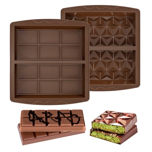 2 Pièces Moule Tablette Chocolat, Dubai Moule Silicone Tablette De Chocolat Pour Faire Du Chocolat...