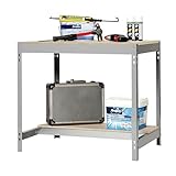 SimonRack Mesa Trabajo Taller, Banco Trabajo, Capacidad Carga 400 kg, 842x910x610 mm, Gris/Madera - BT-0
