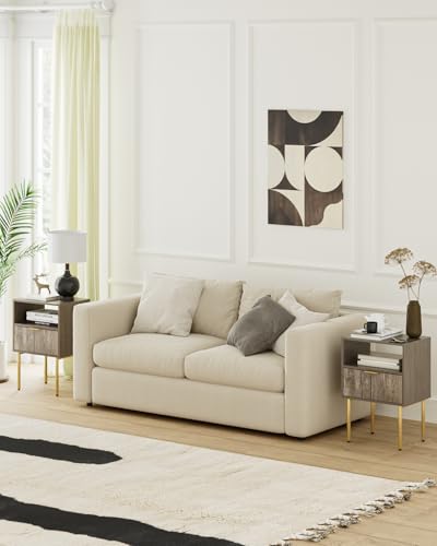 HEYZOEY Nachttisch, Nachtschrank mit 1 offenen Ablagen und 1 Schublade, Modern Nachtkästchen, Boho Nachtkommode für Schlafzimmer… – Ansicht 5