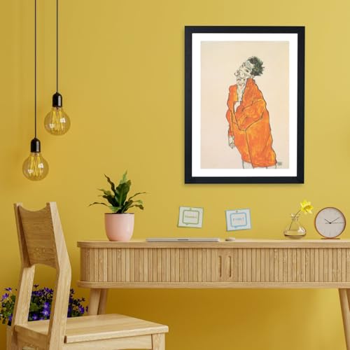 Affiche encadrée Egon Schiele Selbstin Oranger Jacke Medium