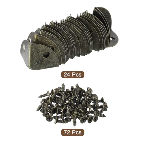 Image of uxcell 24 Pcs Metal Box Corner Protectors 1.18 inchx0.79 inch Table Corner Guards Decorative with Mounting Screws for Storage Box Cabinets Wooden Chest, Bronze