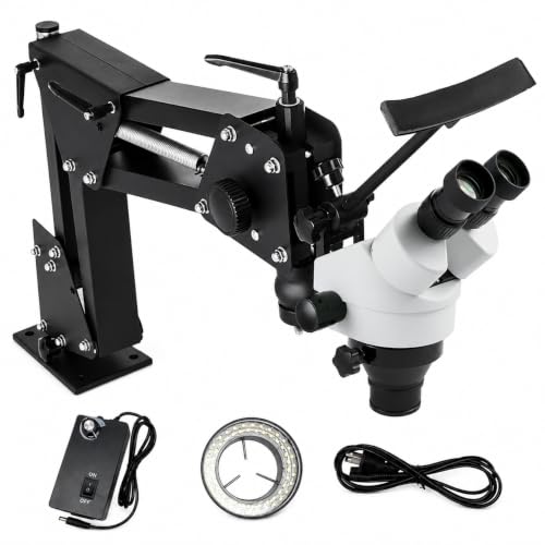 Microscopio estéreo para joyeros con brazo articulado 360 y zoom continuo 7X a 45X