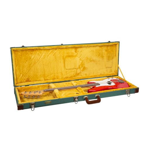 Crossrock Master Series Guitar Case for Fender P/J Bass, Malachite Blue Tweed