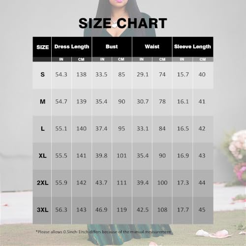 Image of Plus Size Maxi Dress for Women V Neck 3 /4 Sleeve Wrap Dress Teal L | Teal Floral Women's Maxi Dress