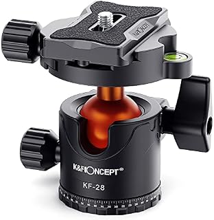 K&F Concept Professional Gimbal Head Heavy Duty Metal 360 Degree Panoramic Tripod Head with Standard 1/4'' Quick Release Plate and Bubble Level for Digital SLR Cameras Up to 20KG/44LBS