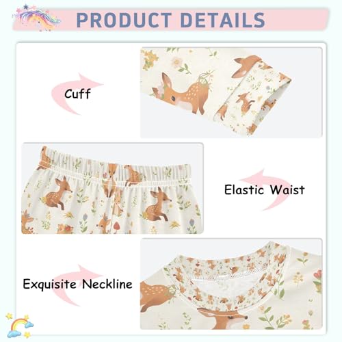 senya Deer Fox Leave Cute Pajamas Set Long Sleeve Soft Cotton Sleepwear 2 Piece4