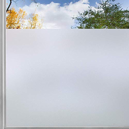 rabbitgoo Vinilo para Ventana con Cuadriculas Privacidad, Esmerilado Vinilo Cristal Translucido Adhesivo Plus Rejilla Espaciada Protector Privacidad Luz Solar Pegatina Decorativa contra UV 44.5x300CM