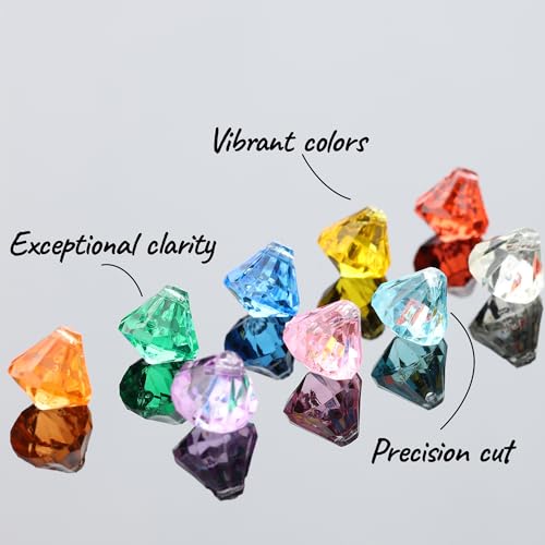 Gems for Crafts - Small Diamond Gemstones for Craft - 10.6 Oz Jewels and Gems - Vase Filler - Table Scatters Decor - Fish Tank Fake Rocks