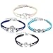 LAIMIO 4 Pcs Anklets Bracelet-Women Anklet Boho Beads Antique Silver Life Tree Anklets Foot Chain Beach Jewelry