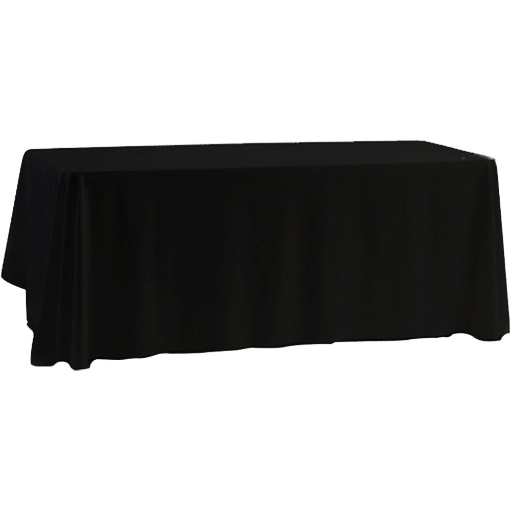 Time to Sparkle 10pcs Rectangle 70" x 108" Polyester Tablecloth, Tablecloth Table Cover Seamless Linen Decoration Wedding, 10 X Black
