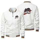 QIANYIFZ Men's Baseball Jackets for C.a.n-a.m Zip Bomber Jacket Lightweight Shell Jacket Motorcycle Jacket Thin Coat-White-3||3XL