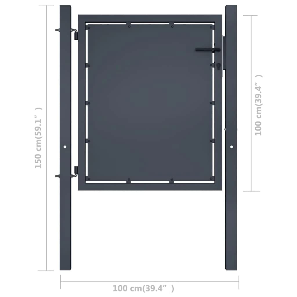 vidaXL Gartentor aus Stahl 100 x 150 cm Anthrazit