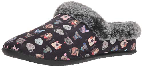 Skechers BOBS Women's Beach Bonfire Nap. Dapper Dog Slipper Clog w Memory Foam, Black, 6 M US