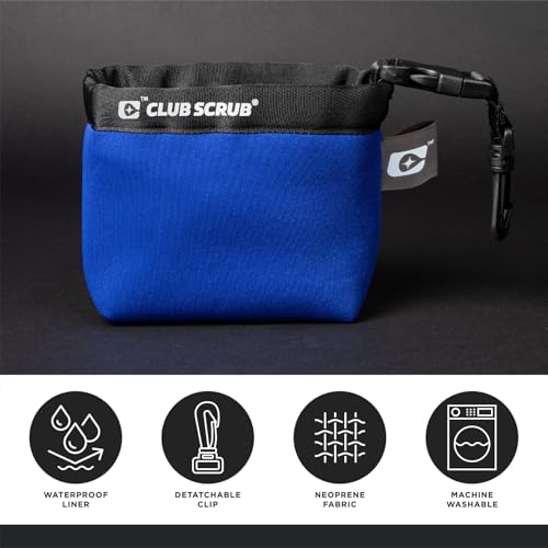 Image of Club Scrub Golf Club and Golf Ball Cleaning Bag, Waterproof Clean Face Technology Liner, Detachable Clip, Machine Washable, Cleans Club Grooves, Dry Exterior (Neoprene or Microfiber Option Available)
