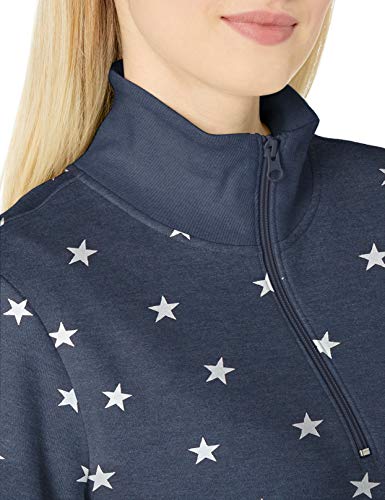 Amazon Essentials Women's Long-Sleeve Lightweight French Terry Fleece Quarter-Zip Top, Navy Heather Star, X-Large