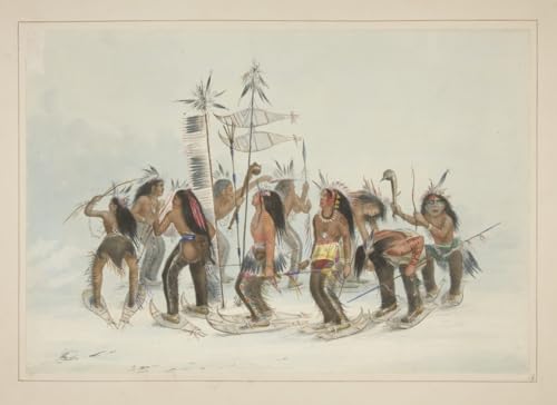 Tableau George Catlin la danse des raquettes à neige affiche art toile 60x90cm