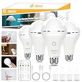 MagixPro Remote Rechargeable Light Bulbs, USB & Socket Charging, 1800mAh Battery, Dimmable LED Bulb for Hardwired & Non-Wired Lamps Sconces, Touch + Remote Control, Wall Switch Compatible, 4PK