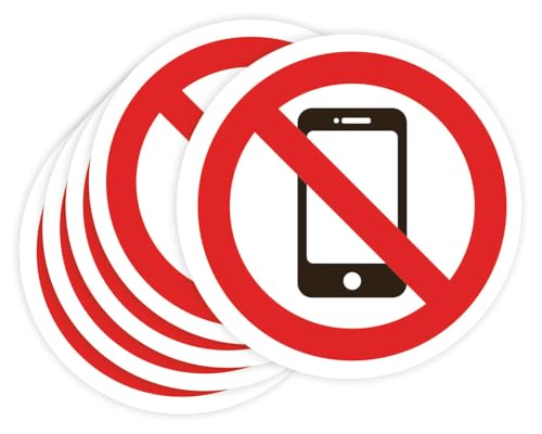 Pegatinas Prohibido 5ud Adhesivos de 5 cm Cartel Prohibicion Señal Laboral Industrial (5 cm, USAR MÓVIL)