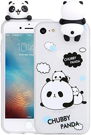 3D Cartoon Panda Case for iPhone 6 Plus 6S Plus Case LAPOPNUT Soft Back Cover Candy Colour Cute Girly Bear Design Ultra Slim Flexible Protective Case Cover Gel Rubber Bumper for Girls, Happy Pandas