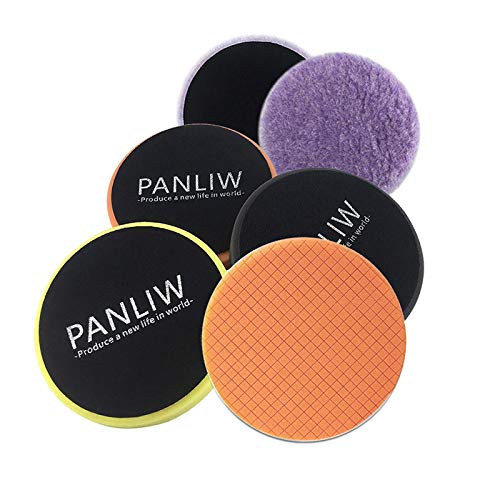 PANLIW 4Pcs 6 inch Polishing Pads 6 inch Buffing Pads DA Car Polishing Pad Kit for Car Polisher car Detailing Finishing Buffer pad Polish Wool Pads Hook and Loop Grid Drill Sponge Foam Buffing Pads
