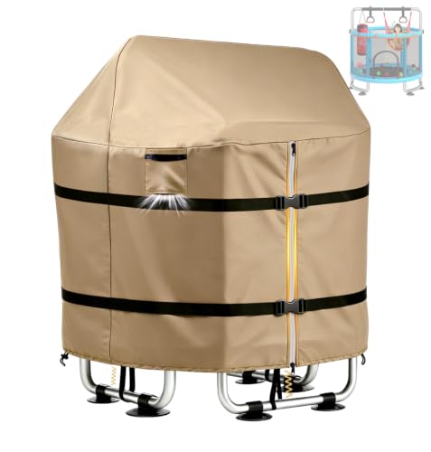 Trampoline Cover Top Shade for Mini 55 Round Kids Trampoline Outdoor Waterproof Heavy Duty 600D Oxford with Two Straps Windproof for Small Kiddies Jumper with Bar