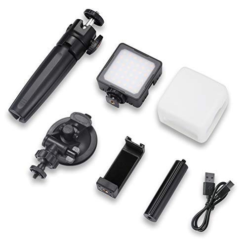 KU XIU Professional Smartphone Video Light Kit for Video Conference Recording YouTube Vlog, with Mini Tripod, Smartphone Holder, Extension Pole, Suction Cup, Adjustable Color Temperature & Brightness