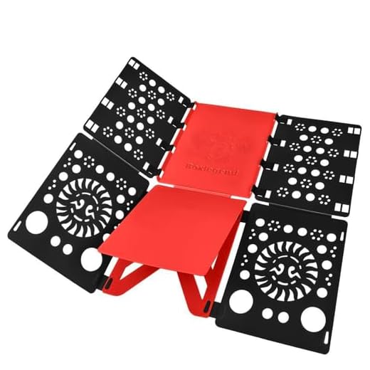 BoxLegend Version 3 Shirt Folding Board t Shirts Clothes Folder Durable Plastic Folding Helper Easy and Fast Folding Boards for Adults and Children, Black and Red