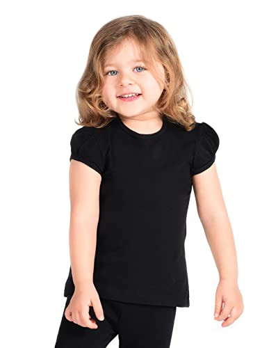 Image of Lilax Girls Short Puff Sleeve Cotton T-Shirt, Toddler & Little Girls Top | 95% Cotton Puff Sleeve Tee; Crewneck, Short Sleeve; Toddler & Girls Sizes 2T-12; for School, Play & Everyday; Machine Wash