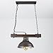 Produktbild Geschmackvolle Hängeleuchte in Burgund Holzfarben Vintage Design 1x E27 bis zu 60 Watt 230V aus Metall & Holz Küche Esszimmer Pendelleuchte Hängelampe Pendellampe innen