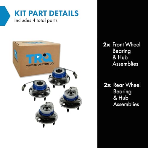 Image of TRQ 2 Piece Front Rear Wheel Bearing & Hub Assembly Set Compatible with 2002 Buick Rendezvous 2005 Terraza Chevrolet Uplander Venture 2002-2004 Oldsmobile Silhouette 2001-2005 Pontiac Aztek Montana S