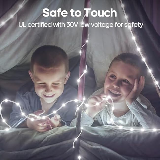 Christmas Twinkle Lights, 206FT 600 LED Outdoor String Lights, IP65 Waterproof, 8 Modes, Plug in Timing & Memory Functions, for Backyard, Garden- Cool White