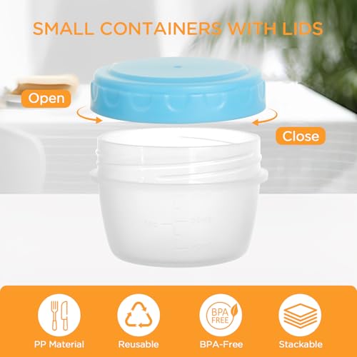 VINATO 6Pcs Kleine Dosen Mit Deckel Plastik, Frischhaltedosen Mit Deckel, 80ml (ca. 2.7 OZ) Mini Gefrierdosen Klein BPA-frei, Luftdicht & Stapelbar Für Sauces, Gewürze & Snacks