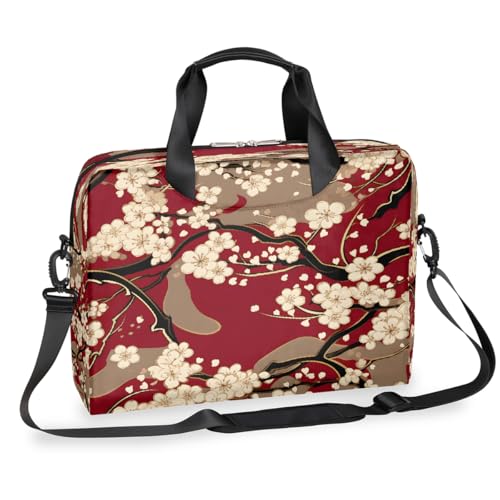 Maletín para portátil con diseño de flores de cerezo japonés, funda tipo messenger con correa ajustable, ideal para portátiles de 13, 14, 14.5, 15.6 y 16 pulgadas