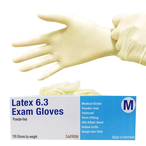 LATEX 6.3, Exam Disposable Powder Free Gloves, Ivory Medical Grade ...