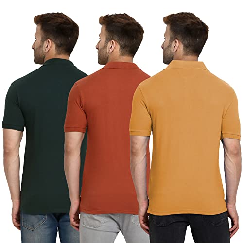 Image of CHKOKKO Men's Cotton Regular Fit Polo T-Shirt Combo Pack of 3
