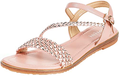 Intini Women's Flat Sandals Cross Sandals Fashion Summer Open Toes One Band Ankle Strap Dressy Shoes With Buckle Pink. Size 7.5 M Us. 39 Eu #TOP26