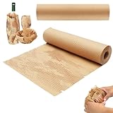 LOMUG Wabenpapier Verpackungsmaterial Füllmaterial, Packpapier Rolle für Umzug und Pakete, Honigwaben Verpackungspapier für Zerbrechliche Gegenstände Geschenkverpackungen (Braunes, 30cm x 50m)